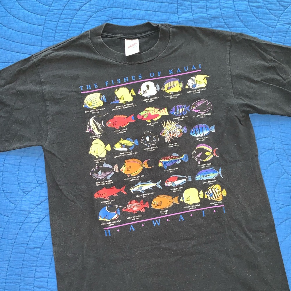 VTG Fishes of Kauai tropical Hawaiian Tshirt